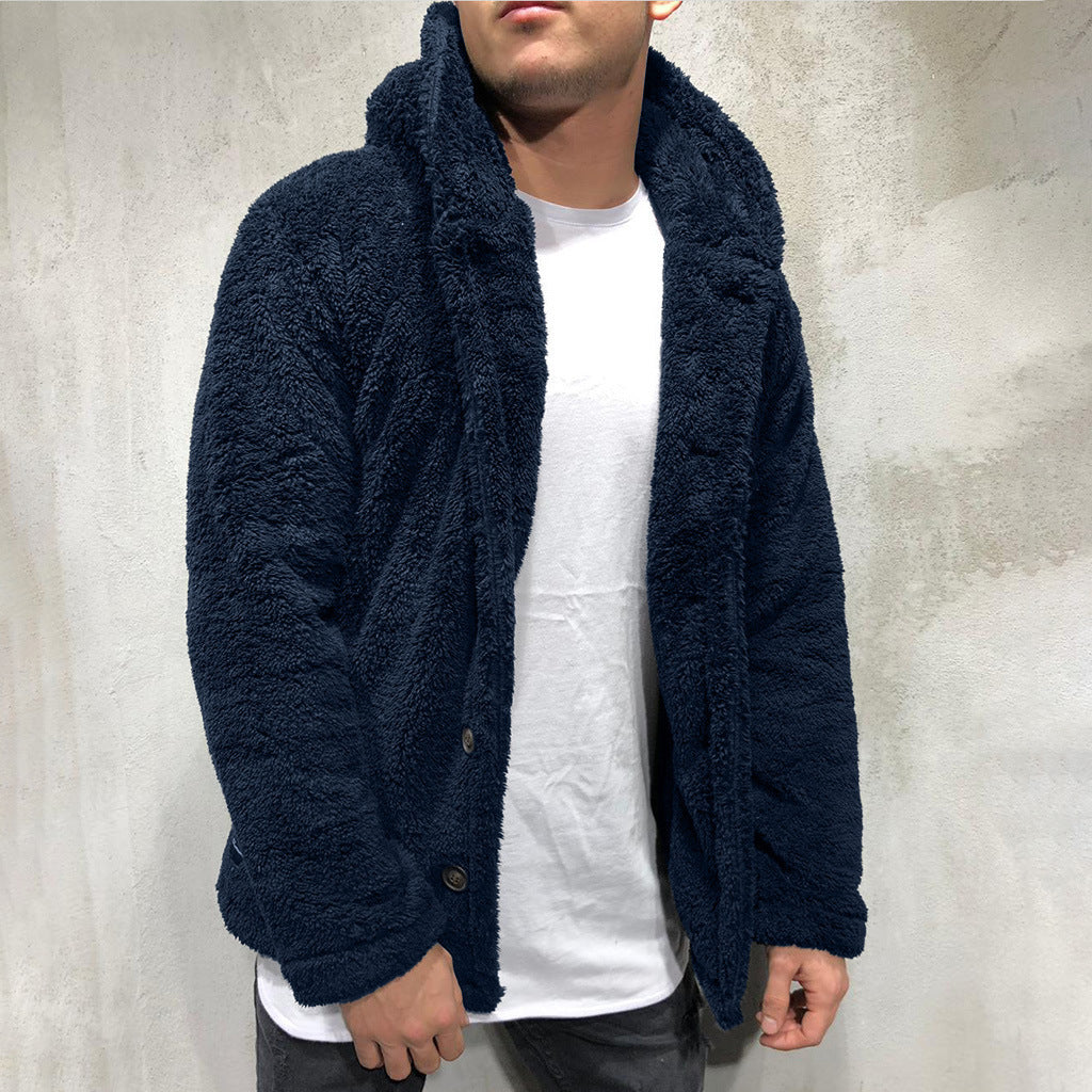 Stuart - Button-Up Fleece Coat with Hood