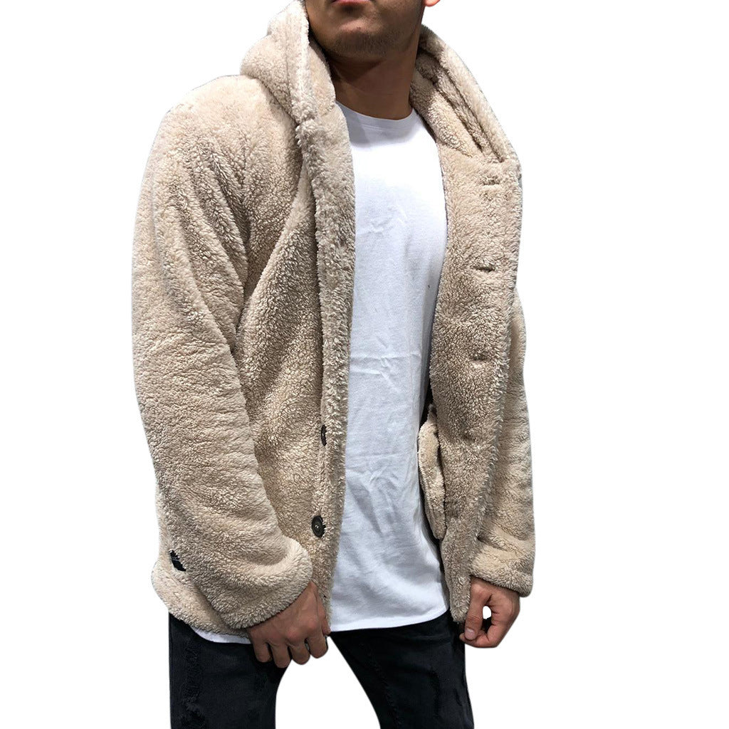 Stuart - Button-Up Fleece Coat with Hood