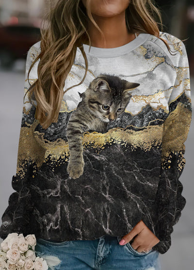 Hiya - Vintage Cat Print Sweatshirt