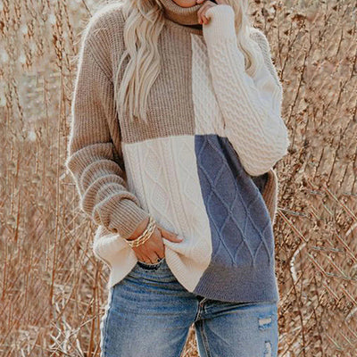 ÉLODIE| Contrast Color Turtleneck Sweater