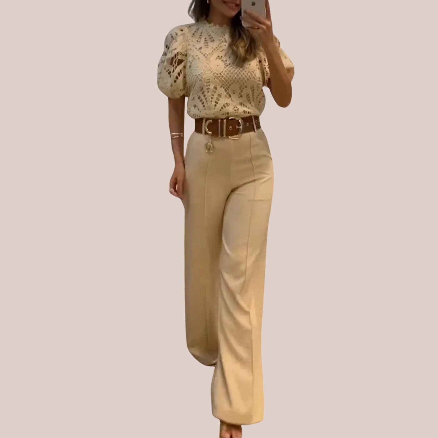 ISLA | Lace Blouse and Tailored Trouser Set