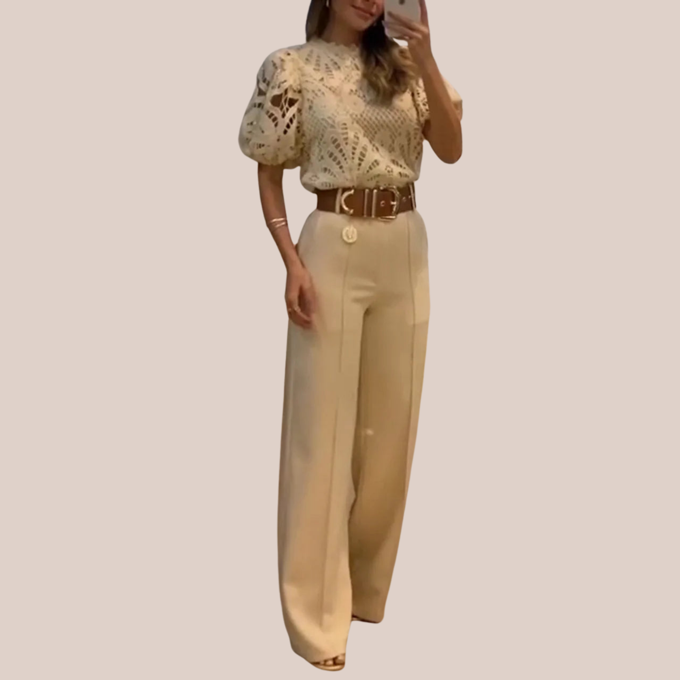 ISLA | Lace Blouse and Tailored Trouser Set