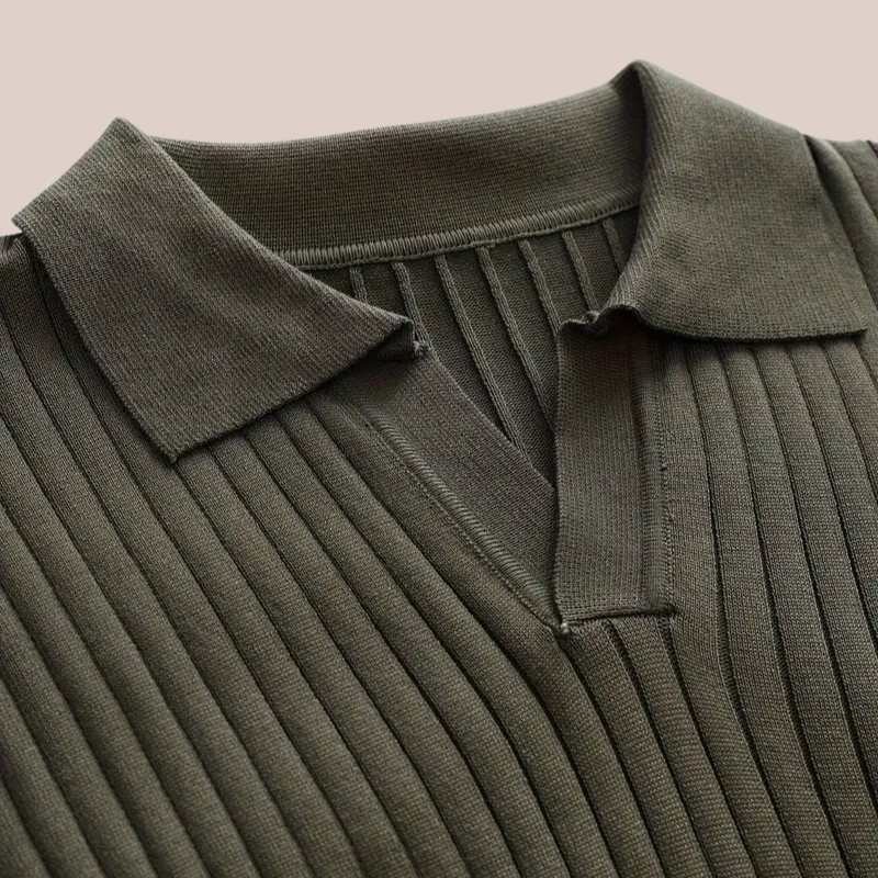 SONARE | Ribbed Knit Polo Sweater