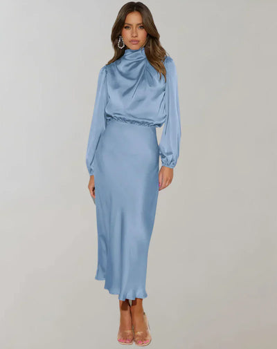 Skylar Long-Sleeved Satin Dress