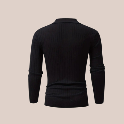 SONARE | Ribbed Knit Polo Sweater