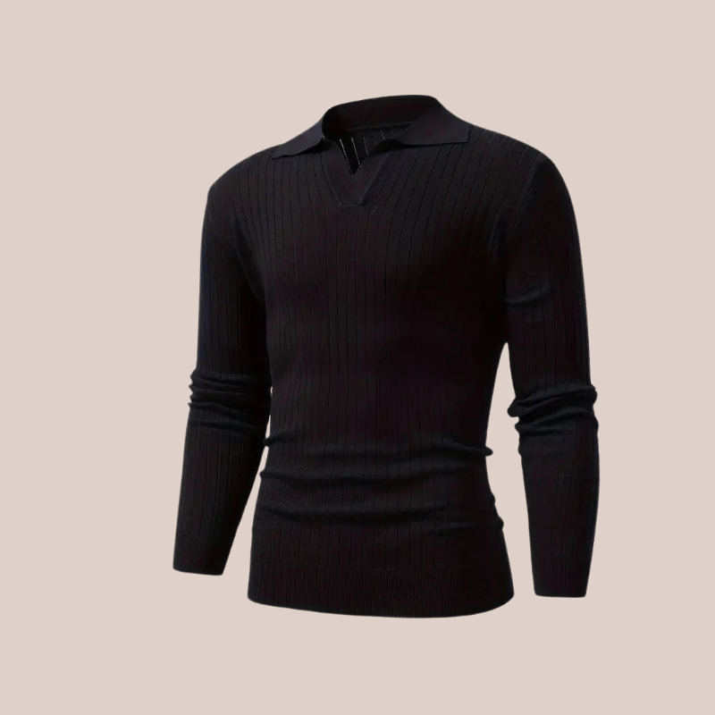 SONARE | Ribbed Knit Polo Sweater