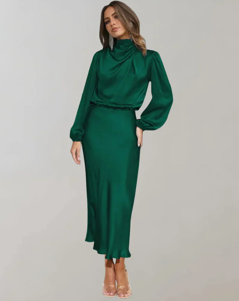 Skylar Long-Sleeved Satin Dress