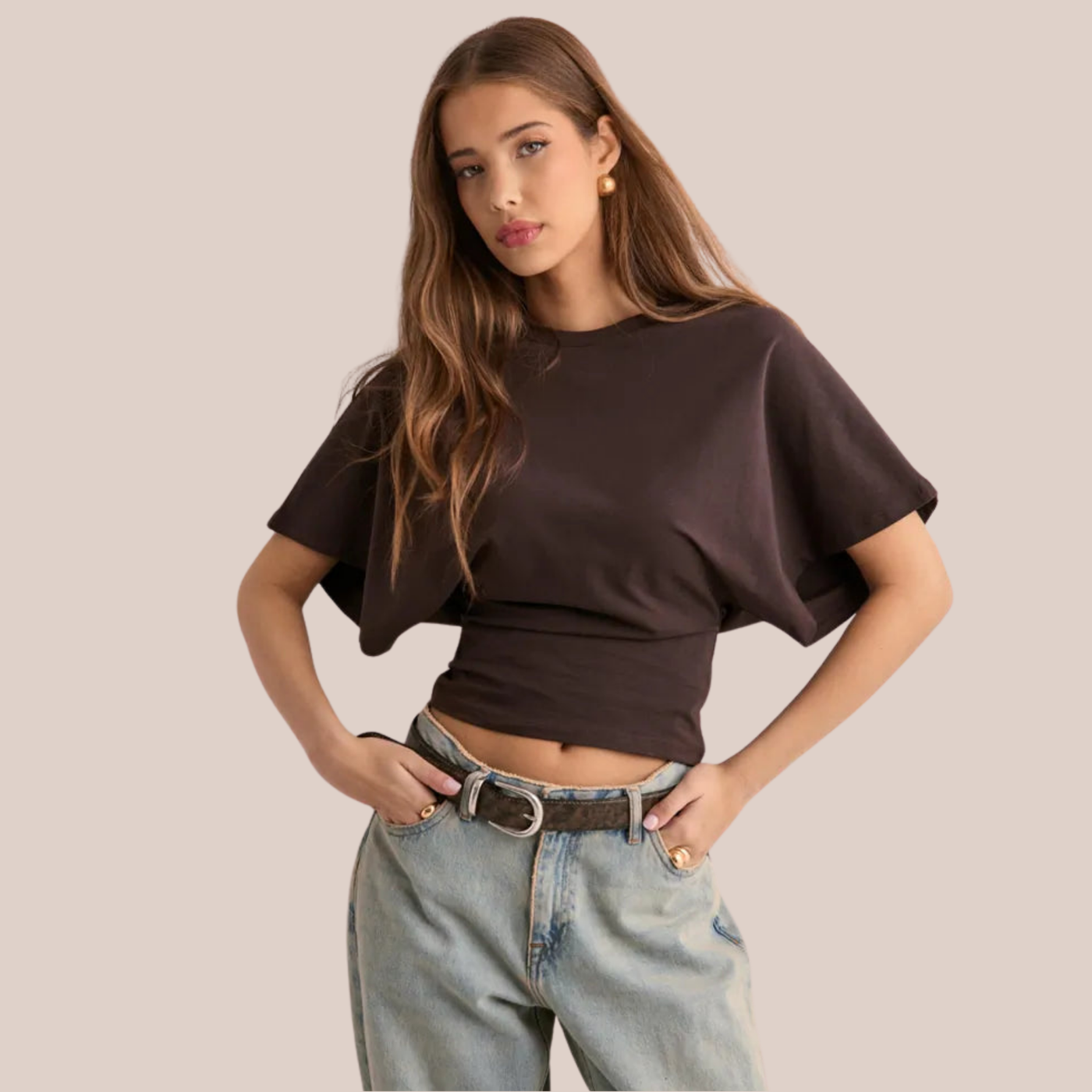 SIENA | Waist-Accent Batwing Top