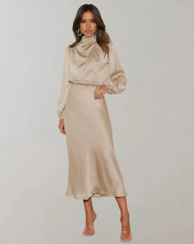 Skylar Long-Sleeved Satin Dress