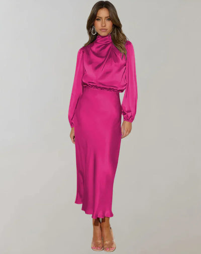 Skylar Long-Sleeved Satin Dress