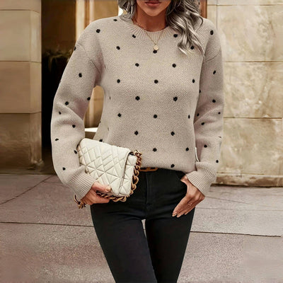 Dolly - Casual Polka Dot Knit Sweater