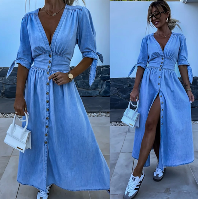 Eleanor | Bright Denim Dress