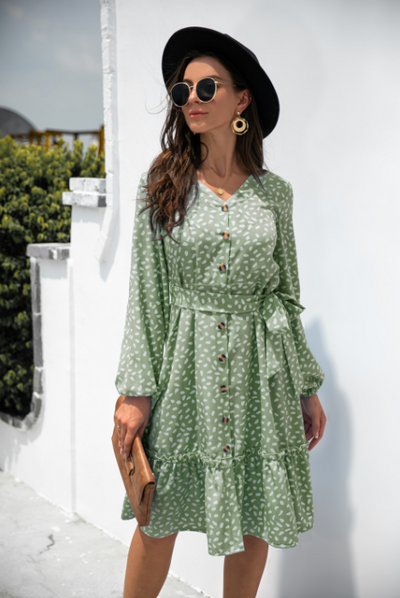 Summer V-Neck Long Sleeve Dress