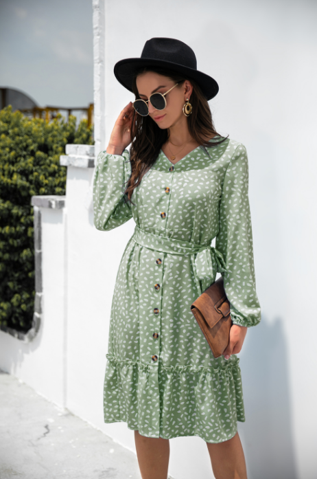 Summer V-Neck Long Sleeve Dress