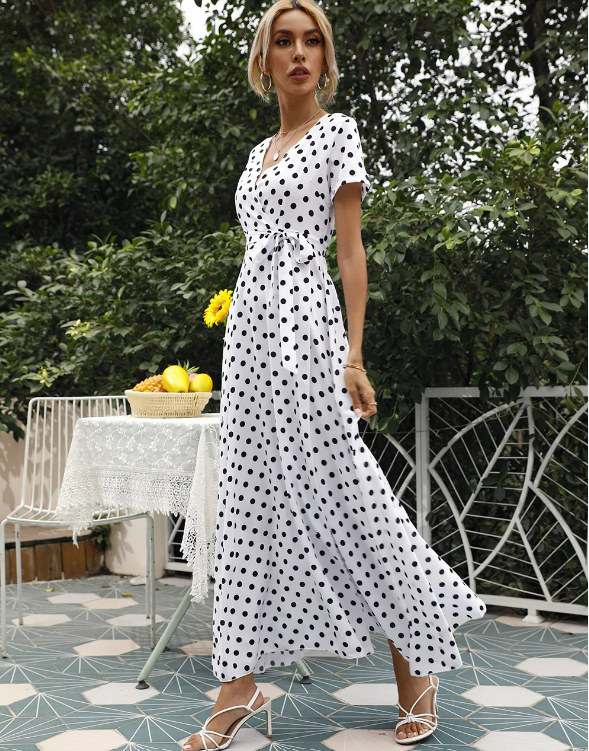 Ariel Printed Polka Dot Casual Dress