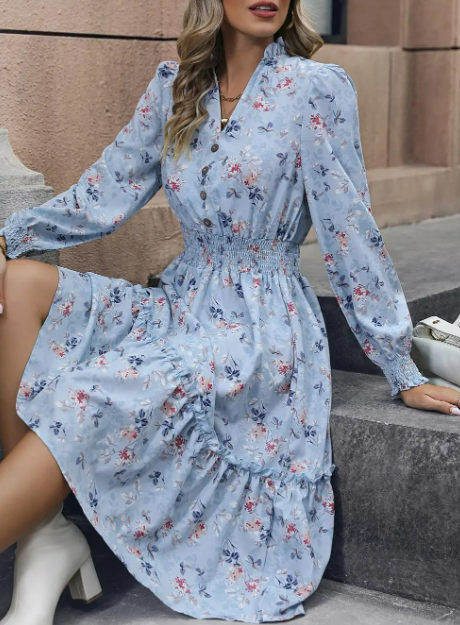 Tasha Floral Print Flowy Dress