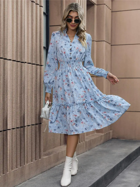 Tasha Floral Print Flowy Dress