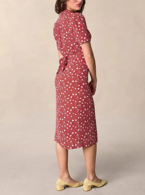 Janice Heart Print Midi Dress