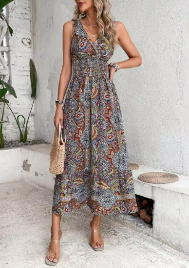 Clay Sleeveless Maxi Boho Dress