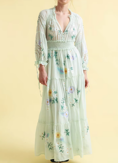 Cecilia Floral Embroidery Maxi