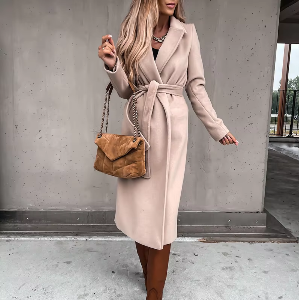 Stephanie Turn Down Collar Elegant Coat