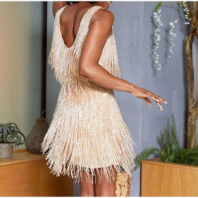 Kiara Sequin Feather Mini Dress