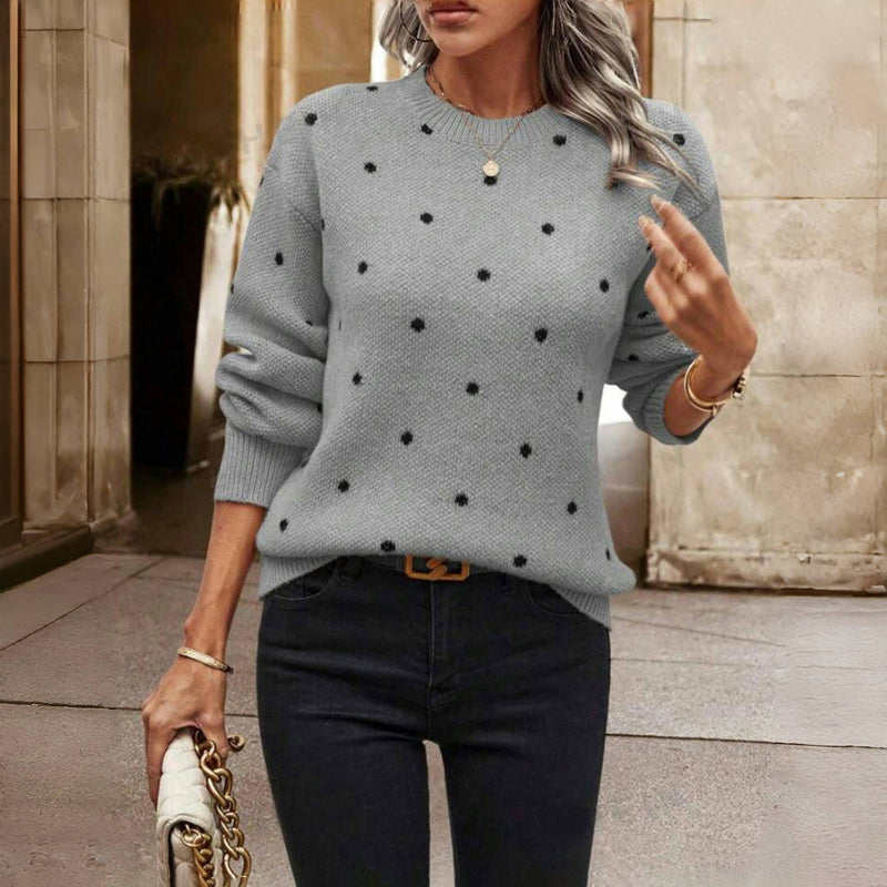 Dolly - Casual Polka Dot Knit Sweater