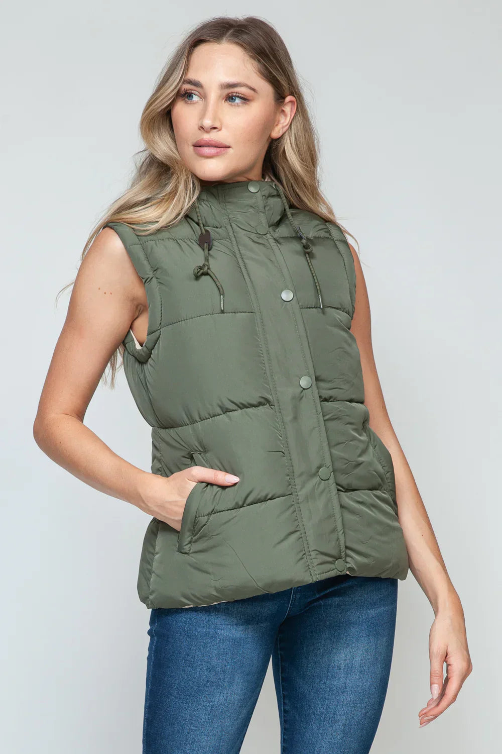 Cara Snap and Zip Closure Hooded Vest