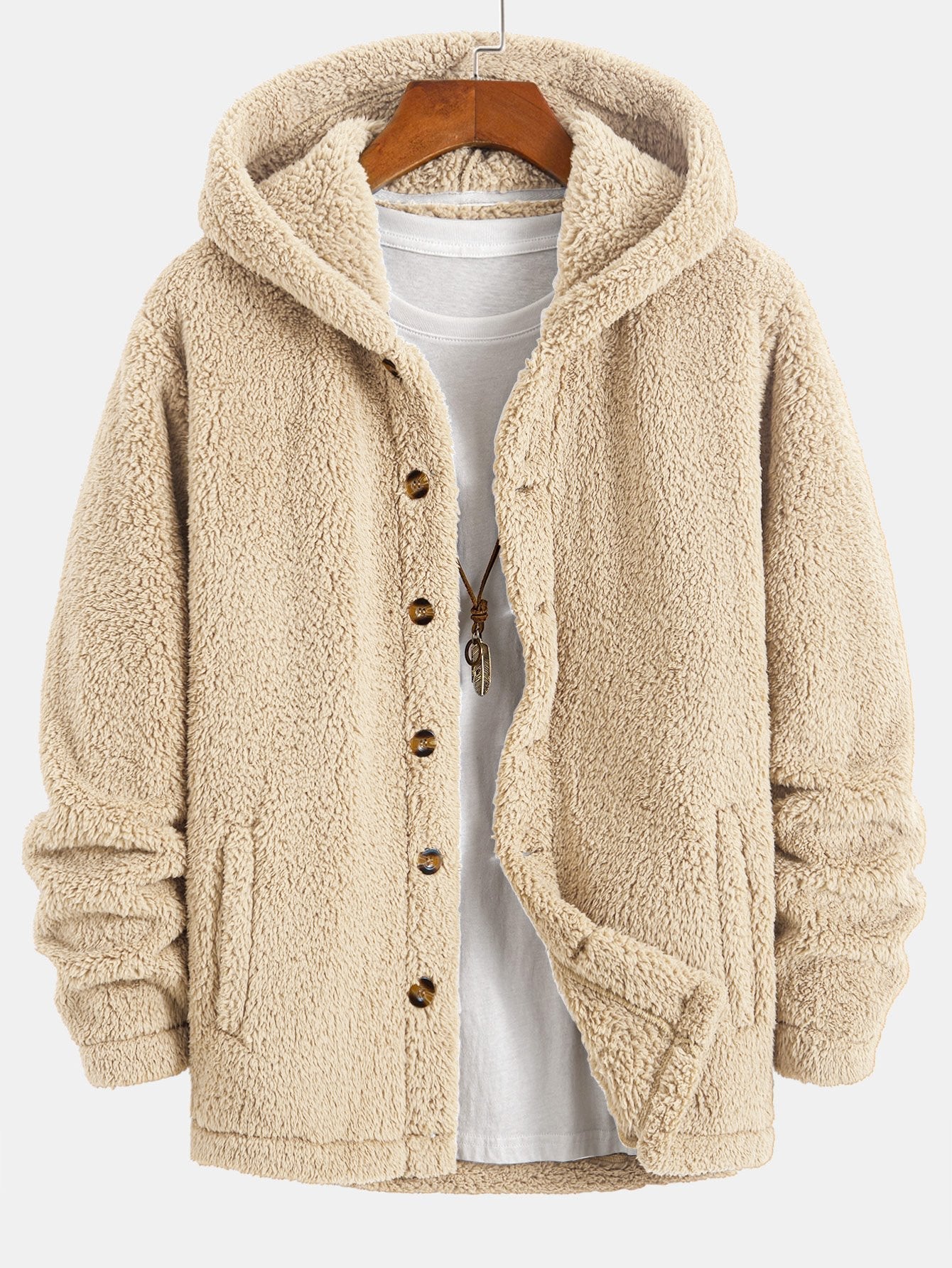 Stuart - Button-Up Fleece Coat with Hood