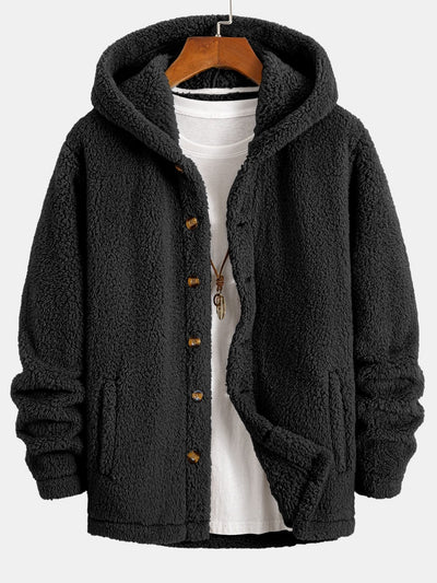 Stuart - Button-Up Fleece Coat with Hood